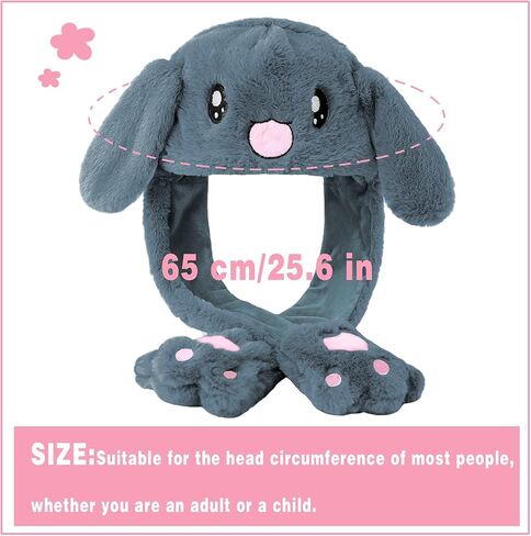 Loiahoer قبعة الأرنب آذان متحركة، الضغط على قبعة أرنب الكفوف سيجعل الأذنين تتحرك، هدايا مبتكرة مضحكة للنساء والفتيات in Kuwait