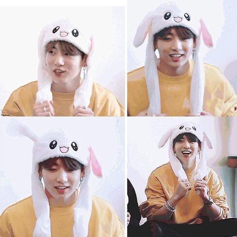 Loiahoer قبعة الأرنب آذان متحركة، الضغط على قبعة أرنب الكفوف سيجعل الأذنين تتحرك، هدايا مبتكرة مضحكة للنساء والفتيات in Kuwait