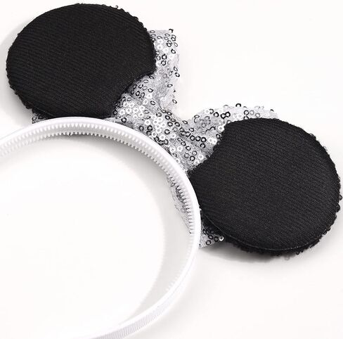 qearl 6 قطع ميني آذان عصابات الرأس الترتر آذان الفأر إكسسوارات الشعر لحديقة الملاهي زي ديكور الحفلات للفتيات الصغيرات in Kuwait