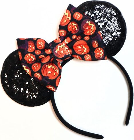 CLGIFT Halloween Minnie Ears, Orange Minnie Ears, Black Web Mickey Ears Headband, Halloween Minnie Costume, Jack in Saudi Arabia