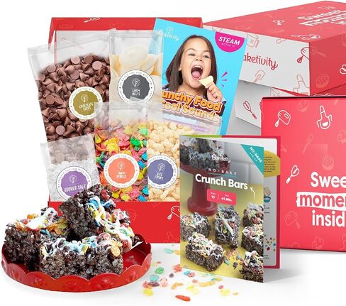 BAKETIVITY No-Bake Crunch Bars Kids Baking Kit & STEAM Lessons | No Oven Required, Easy to Make Crunch Chocolate Bars for Kids Ages 6+ | Kids Baking Set with Pre-Measured Ingredients | Fun Kids Gift in Saudi Arabia