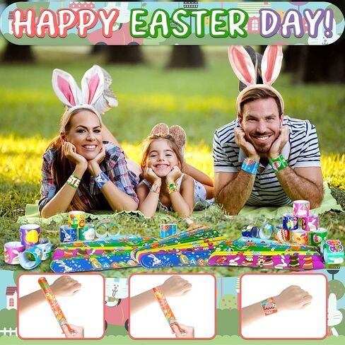 Slap Bracelets Kids Party Favors 48PCS Snap Bracelet Wrist Bands for Boys Girls Birthday Gift Treasure Box Classroom Rewards Goodie Bag Fillers Pinata Stuffers Xmas Easter Valentine Halloween Supplies in Saudi Arabia