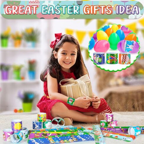 Slap Bracelets Kids Party Favors 48PCS Snap Bracelet Wrist Bands for Boys Girls Birthday Gift Treasure Box Classroom Rewards Goodie Bag Fillers Pinata Stuffers Xmas Easter Valentine Halloween Supplies in Saudi Arabia