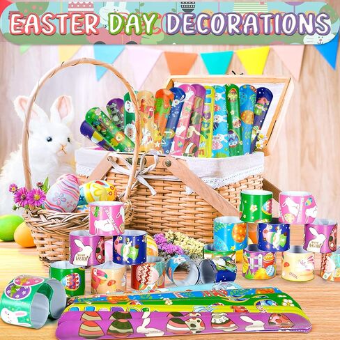 Slap Bracelets Kids Party Favors 48PCS Snap Bracelet Wrist Bands for Boys Girls Birthday Gift Treasure Box Classroom Rewards Goodie Bag Fillers Pinata Stuffers Xmas Easter Valentine Halloween Supplies in Saudi Arabia