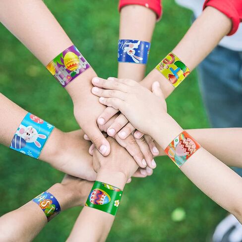 Slap Bracelets Kids Party Favors 48PCS Snap Bracelet Wrist Bands for Boys Girls Birthday Gift Treasure Box Classroom Rewards Goodie Bag Fillers Pinata Stuffers Xmas Easter Valentine Halloween Supplies in Saudi Arabia