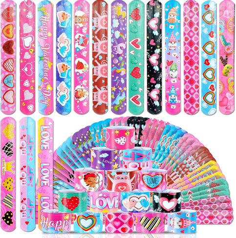 Slap Bracelets Kids Party Favors 48PCS Snap Bracelet Wrist Bands for Boys Girls Birthday Gift Treasure Box Classroom Rewards Goodie Bag Fillers Pinata Stuffers Xmas Easter Valentine Halloween Supplies in Kuwait