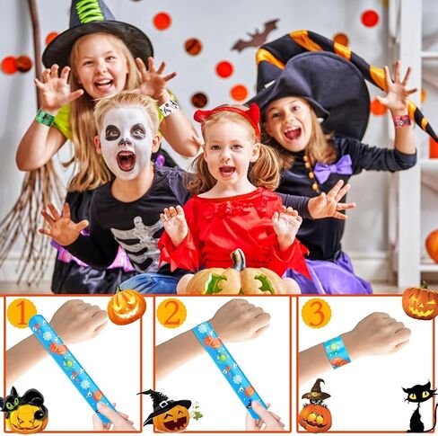 صفعة الأساور الاطفال حزب تفضل 48pcs المفاجئة سوار المعصم العصابات للبنين بنات هدية عيد ميلاد صندوق الكنز الفصول الدراسية المكافآت جودي حقيبة الحشو بيناتا حشو عيد الميلاد عيد الفصح عيد الحب لوازم الهالوين in Kuwait