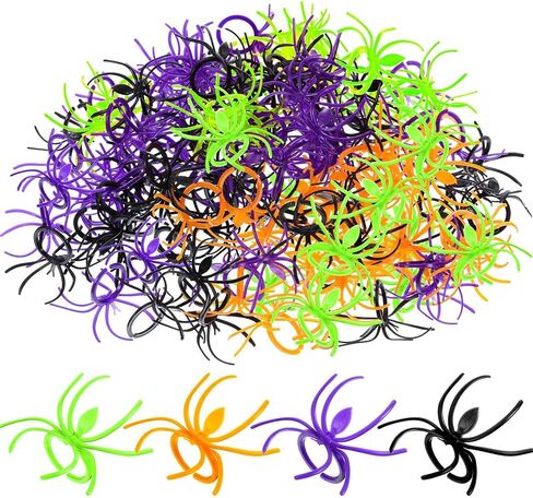 Boao 120 Pieces Spider Rings Plastic Cupcake Topper Halloween Party Favors (Multicolor) in Kuwait