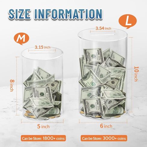 hizgo Adult Piggy Bank, Acrylic Clear Piggy Bank for Adults/Kids Must Break to Open, Unopenable Saving Box (Large Size, 7.9-inch) in Saudi Arabia