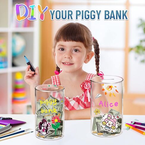 hizgo Adult Piggy Bank, Acrylic Clear Piggy Bank for Adults/Kids Must Break to Open, Unopenable Saving Box (Large Size, 7.9-inch) in Saudi Arabia
