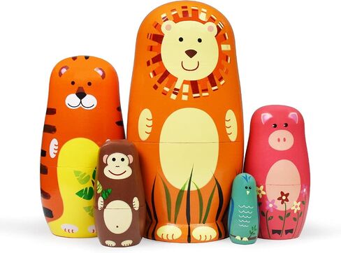 HYCLES Nesting Dolls Russian Matryoshka Wood Stacking Nested Set for Kids Handmade Toys for Children Kids Christmas Birthday Decoration Halloween Wishing Gift in Saudi Arabia
