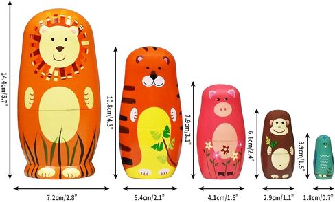 HYCLES Nesting Dolls Russian Matryoshka Wood Stacking Nested Set for Kids Handmade Toys for Children Kids Christmas Birthday Decoration Halloween Wishing Gift in Saudi Arabia