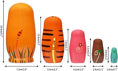 HYCLES Nesting Dolls Russian Matryoshka Wood Stacking Nested Set for Kids Handmade Toys for Children Kids Christmas Birthday Decoration Halloween Wishing Gift in Saudi Arabia