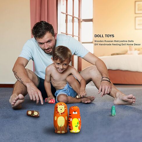 HYCLES Nesting Dolls Russian Matryoshka Wood Stacking Nested Set for Kids Handmade Toys for Children Kids Christmas Birthday Decoration Halloween Wishing Gift in Saudi Arabia