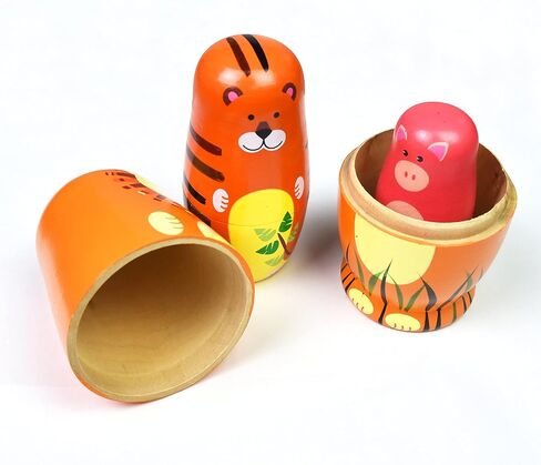HYCLES Nesting Dolls Russian Matryoshka Wood Stacking Nested Set for Kids Handmade Toys for Children Kids Christmas Birthday Decoration Halloween Wishing Gift in Saudi Arabia