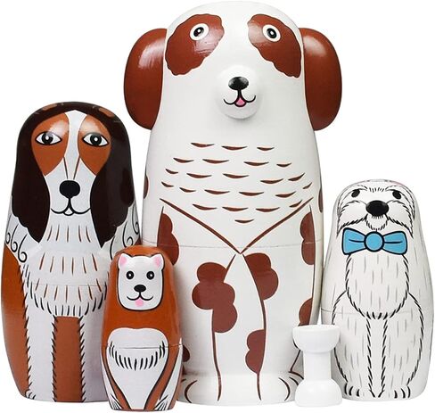 HYCLES Nesting Dolls Russian Matryoshka Wood Stacking Nested Set for Kids Handmade Toys for Children Kids Christmas Birthday Decoration Halloween Wishing Gift in Saudi Arabia