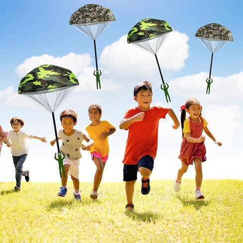 4PCS Parachute Toys Set Tangle Free Throwing Parachute Figures Hand Throw Soliders Parachute Square Outdoor Children's Flying Toys | Age：Over 3 Years Old - No Batteries Toss It Up - F in Kuwait
