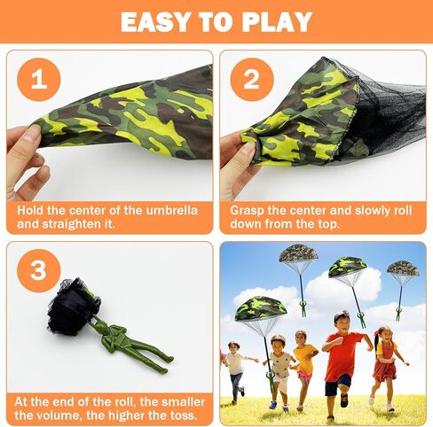 4PCS Parachute Toys Set Tangle Free Throwing Parachute Figures Hand Throw Soliders Parachute Square Outdoor Children's Flying Toys | Age：Over 3 Years Old - No Batteries Toss It Up - F in Kuwait