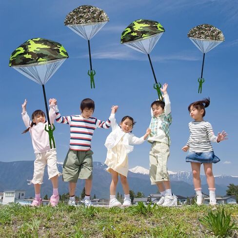 4PCS Parachute Toys Set Tangle Free Throwing Parachute Figures Hand Throw Soliders Parachute Square Outdoor Children's Flying Toys | Age：Over 3 Years Old - No Batteries Toss It Up - F in Kuwait