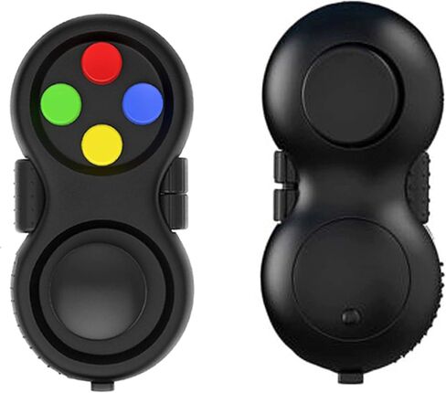 glacely 2 Pack Fidget Pad - 9 Fidget Controller Pad Perfect for Skin Picking, ADD, ADHD, Anxiety and Stress Relief - Multi Color Rainbow on Black - Prime Ready and Shipped by Amazon in Kuwait