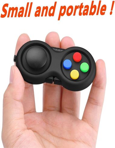 glacely 2 Pack Fidget Pad - 9 Fidget Controller Pad Perfect for Skin Picking, ADD, ADHD, Anxiety and Stress Relief - Multi Color Rainbow on Black - Prime Ready and Shipped by Amazon in Kuwait