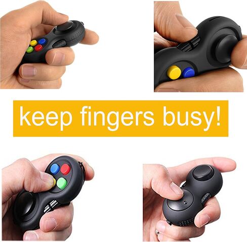 glacely 2 Pack Fidget Pad - 9 Fidget Controller Pad Perfect for Skin Picking, ADD, ADHD, Anxiety and Stress Relief - Multi Color Rainbow on Black - Prime Ready and Shipped by Amazon in Kuwait