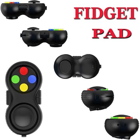 glacely 2 Pack Fidget Pad - 9 Fidget Controller Pad Perfect for Skin Picking, ADD, ADHD, Anxiety and Stress Relief - Multi Color Rainbow on Black - Prime Ready and Shipped by Amazon in Kuwait
