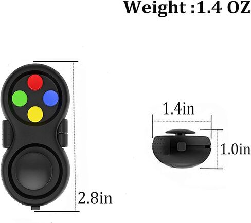 glacely 2 Pack Fidget Pad - 9 Fidget Controller Pad Perfect for Skin Picking, ADD, ADHD, Anxiety and Stress Relief - Multi Color Rainbow on Black - Prime Ready and Shipped by Amazon in Kuwait