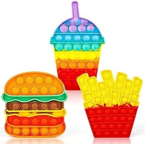 Fidget Toys Set, Bubble Popping Push Sensory Fidget Toys, Pop Stress Relief Toys for Autism, ADD, Educational Toy, for Kids, (Hamburger+ Fries+Coke Shapes) in Saudi Arabia