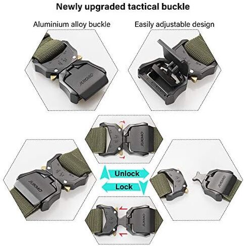 JUKMO Tactical Belt, Military Hiking Rigger 1.5" Nylon Web Work Belt with Heavy Duty Quick Release Buckle in Kuwait