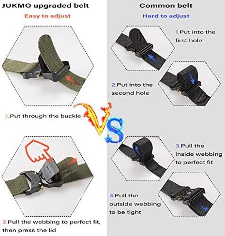JUKMO Tactical Belt, Military Hiking Rigger 1.5" Nylon Web Work Belt with Heavy Duty Quick Release Buckle in Kuwait