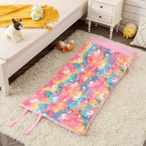 حقيبة نوم SUCHDECO للأطفال، حصيرة قيلولة مبطنة مقاس 63 بوصة × 29 بوصة مع توهج في الظلام ستار روكيت يونيكورن، حقيبة نوم من القطيفة الناعمة للأطفال الصغار والأولاد والبنات أثناء النوم والرعاية النهارية ومرحلة ما قبل المدرسة in Kuwait