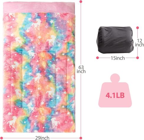 حقيبة نوم SUCHDECO للأطفال، حصيرة قيلولة مبطنة مقاس 63 بوصة × 29 بوصة مع توهج في الظلام ستار روكيت يونيكورن، حقيبة نوم من القطيفة الناعمة للأطفال الصغار والأولاد والبنات أثناء النوم والرعاية النهارية ومرحلة ما قبل المدرسة in Kuwait