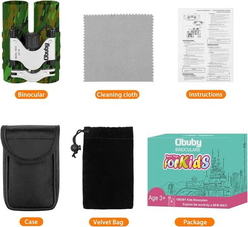 مناظير Obuby الحقيقية للأطفال هدايا لمدة 3-12 سنة للأولاد والبنات 8x21 بصريات عالية الدقة لعبة مدمجة مجهر لمشاهدة الطيور والسفر والتخييم in Kuwait