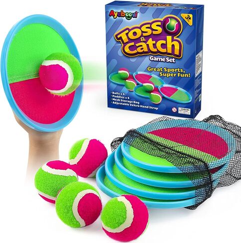 Ayeboovi Upgraded Toss and Catch Ball Game for Kids 4 Paddles and 4 Balls in Kuwait