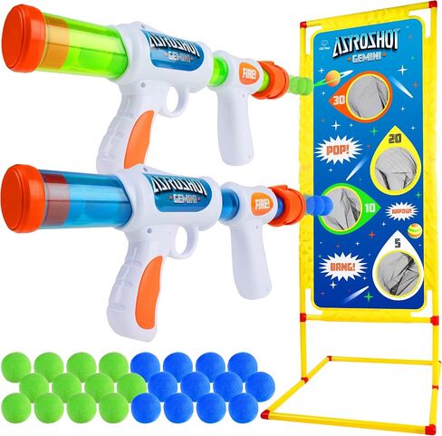 USA Toyz Astroshot Gemini Shooting Games for Kids - 2pk Soft Foam Ball Popper Toy Foam Blasters and Guns, 2-Player Toy Guns Set with Standing Shooting Target and 24 Soft Foam Balls in Kuwait