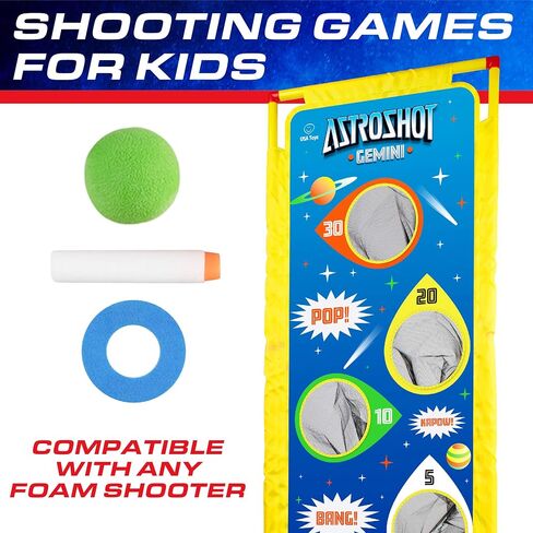 USA Toyz Astroshot Gemini Shooting Games for Kids - 2pk Soft Foam Ball Popper Toy Foam Blasters and Guns, 2-Player Toy Guns Set with Standing Shooting Target and 24 Soft Foam Balls in Kuwait