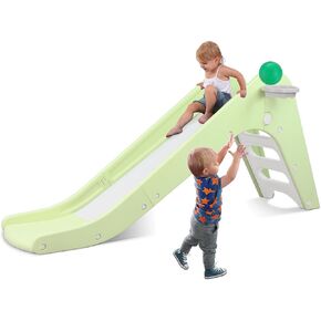 Toddler Indoor Slide, Foldable Baby Climber Playset with Basketball & Hoop in Saudi Arabia