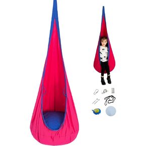 YAERSI Kids Pod Swing Seat Cotton Child Hammock Chair with PVC Inflatable Cushion for Indoor and Outdoor Use Portable