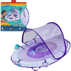 Swimways Ultra Baby Spring Float, Premium Inflatable Baby Pool Float with Sun Canopy, Fast Inflation & Carry Bag (9-24 Months), Mermaid Toys for Kids