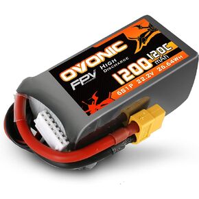 OVONIC 6s Lipo Battery 120C 1200mAh 22.2V Lipo Battery with XT60 Connector for RC FPV Racing Drone Quadcopter