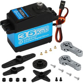 35KG High Torque RC Servo Digital Servo Waterproof Full Metal Gear Steering Servo with 25T Servo Horn Compatible with 1/8, 1/10, 1/12 RC Car Crawler Robot Control Angle 180°