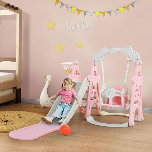 NYEEKOY 4-in-1 Toddler Slide & Swing Set for Toddlers Age 1-3 in Saudi Arabia