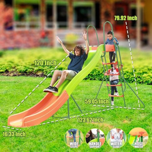 Outdoor Play Set Kids Slide: 10 ft Freestanding Climber, Swingsets, Playground Jungle Gyms Kids Love – Above Ground Pool Slide for Summer Backyard in Saudi Arabia