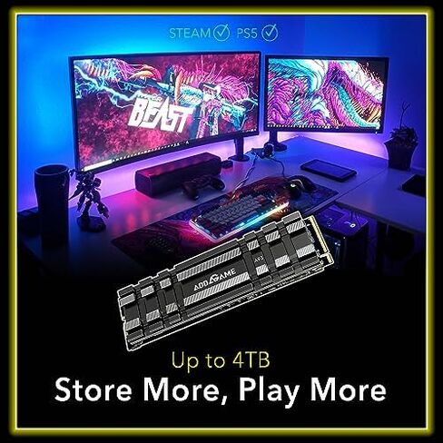 Addlink A93 2TB Storage Expansion for PS5 Console with Heatsink, Up to 7400mb/s, Gen 4 PCIe NVMe m.2 2280, SLC Cache Internal Solid State Drive(‎ad2TBA93M2P) in Saudi Arabia