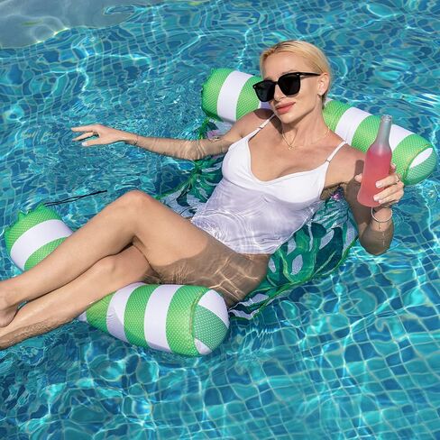 Water Hammock for Adults - Inflatable Pool Floats Multi-Purpose 4-in-1 Saddle Lounge Chair Hammock Drifter Soft Mesh Swimming Raft for Beach Party in Kuwait