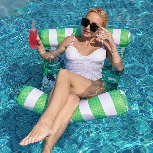 Water Hammock for Adults - Inflatable Pool Floats Multi-Purpose 4-in-1 Saddle Lounge Chair Hammock Drifter Soft Mesh Swimming Raft for Beach Party in Kuwait