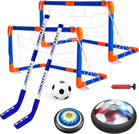UMESONG 2-in-1 Hover Hockey Soccer Ball Set for Kids Toys Floating Air Soccer with USB Rechargeable and LED Light Indoor Outdoor Sport Game Toys Kit Gift for 3 4 5 6 7 - 12 Year Old Boys Girls in Saudi Arabia