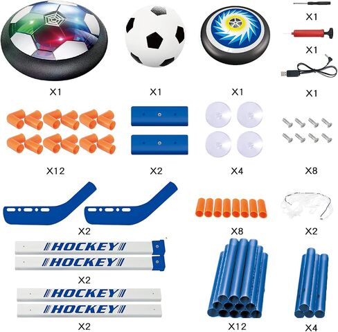 UMESONG 2-in-1 Hover Hockey Soccer Ball Set for Kids Toys Floating Air Soccer with USB Rechargeable and LED Light Indoor Outdoor Sport Game Toys Kit Gift for 3 4 5 6 7 - 12 Year Old Boys Girls in Saudi Arabia