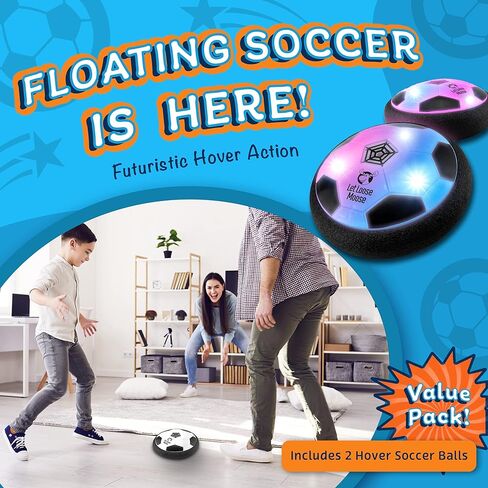 Let Loose Moose Hover Soccer Ball, Set of 2 LED Soccer Ball Toys, Gifts for 8 Year Old Boys, Indoor LED Floating Football for 7 Year Old Kids, Boy Birthday Gifts Age 4-6, 6-8, 8-12 Fun Sport Toy in Kuwait